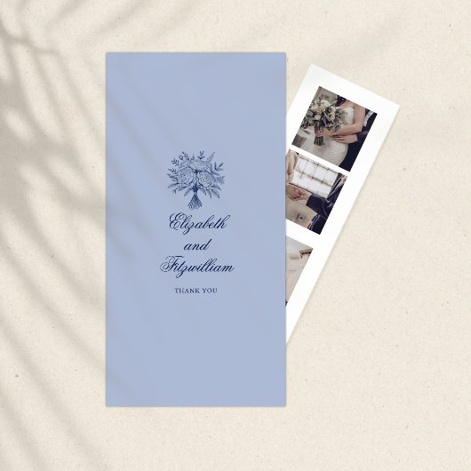 Minimalistische bruids boeket foto booth houder bedankkaart