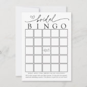 Minimalistische Bruidsbruiloft Bingo Spelkaart Kaart (Voorkant)