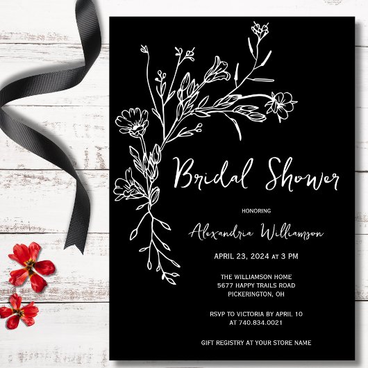 Minimalistische Bruidsbruiloft Wildflowers Kaart