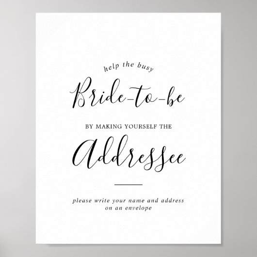 Minimalistische Bruidsjonker Uitnodiging Adres op  Poster (Voorkant)