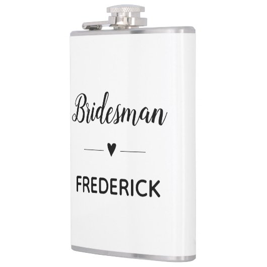 Minimalistische Bruidsman Gepersonaliseerd Heupfles (Links)