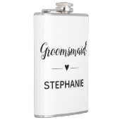 Minimalistische bruidsmeisje met naam script bruil heupfles (Rechts)