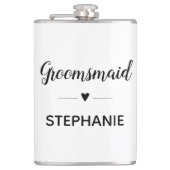 Minimalistische bruidsmeisje met naam script bruil heupfles (Voorkant)