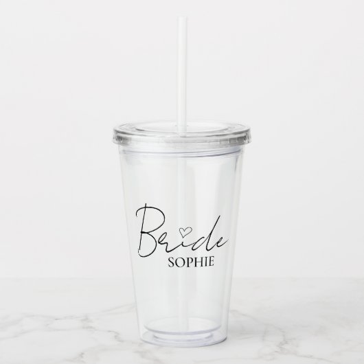 Minimalistische Bruidsontwerp | Geschenk met eigen Acryl Drinkbeker (Voorkant)