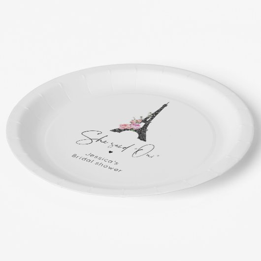 Minimalistische bruidswelkom Eiffeltoren Parijs Papieren Bordje (Gekanteld)