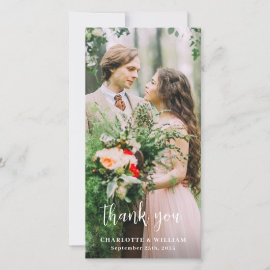 Minimalistische bruiloft aangepaste Pas getrouwd e Bedankkaart (Voorkant)