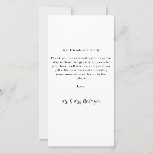 Minimalistische bruiloft aangepaste Pas getrouwd e Bedankkaart (Achterkant)