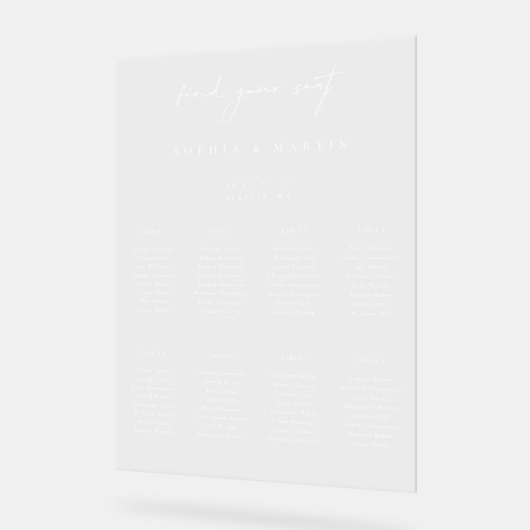 Minimalistische bruiloft acryl zitplaatsen kaart t acryl bord (Hoek)