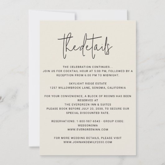 Minimalistische bruiloft alles-in-één modern eenvo kaart (Achterkant)