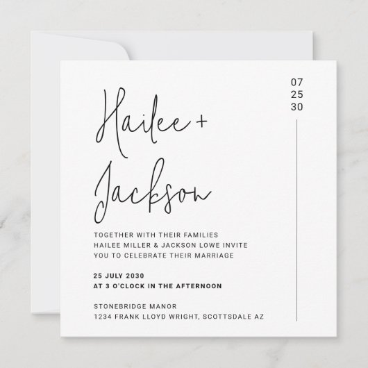 Minimalistische bruiloft alles-in-één modern eenvo kaart (Voorkant)
