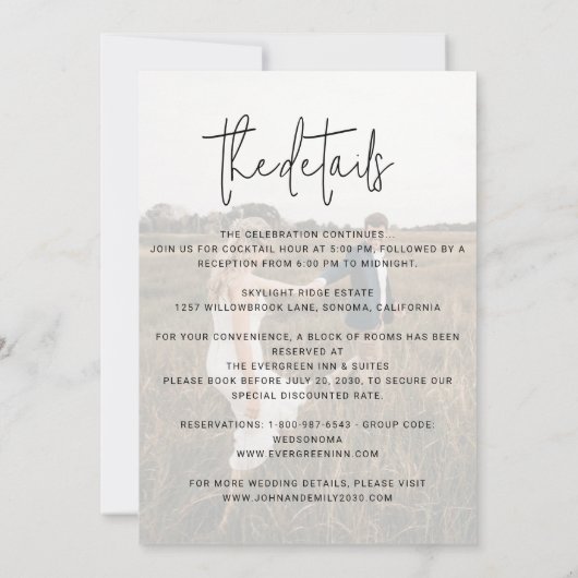 Minimalistische bruiloft alles-in-één modern eenvo kaart (Achterkant)