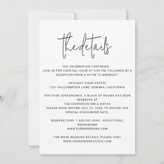 Minimalistische bruiloft alles-in-één modern eenvo kaart (Achterkant)