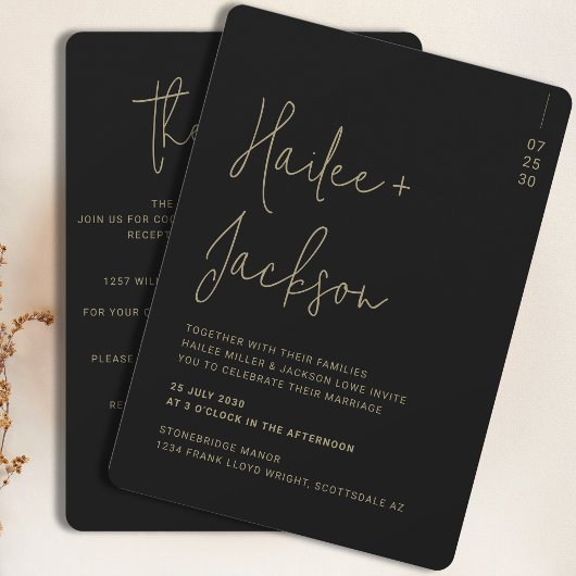 Minimalistische bruiloft alles-in-één modern eenvo kaart