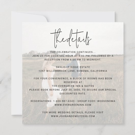 Minimalistische bruiloft alles-in-één moderne vier kaart (Achterkant)