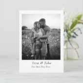 Minimalistische bruiloft bedankje met Foto Kaart (Staand voorkant)
