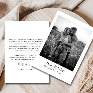 Minimalistische bruiloft bedankje met Foto Kaart