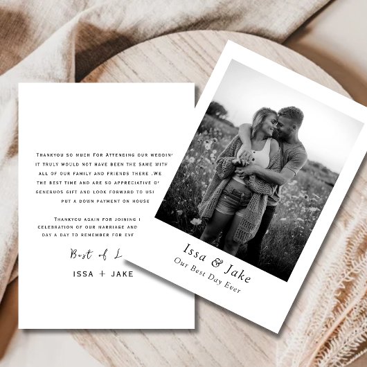 Minimalistische bruiloft bedankje met Foto Kaart