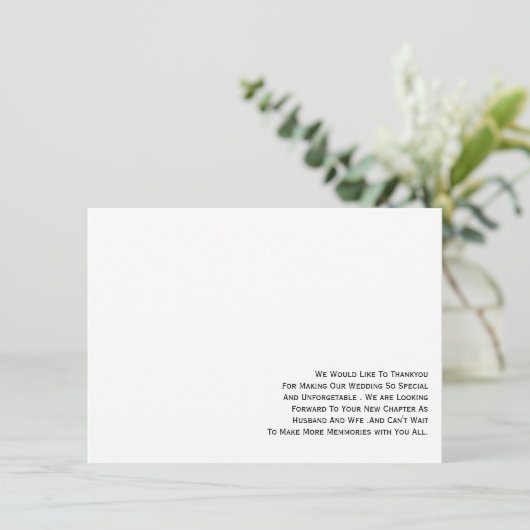 Minimalistische bruiloft bedankje met Foto Kaart (Staand voorkant)