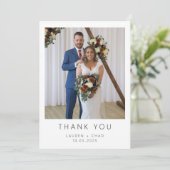 Minimalistische bruiloft bedankkaart (Staand voorkant)