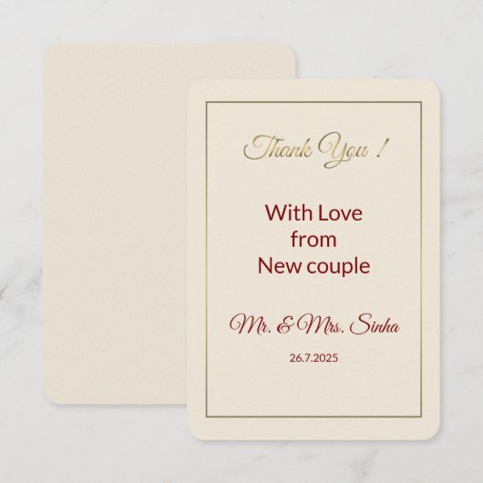 Minimalistische bruiloft bedankkaart. bedankkaart (Voorkant / Achterkant)