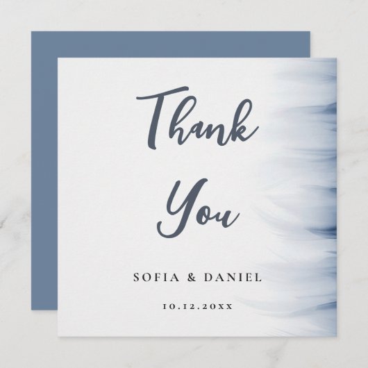 Minimalistische bruiloft bedankkaart met inktaccen (Voorkant / Achterkant)