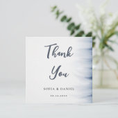 Minimalistische bruiloft bedankkaart met inktaccen (Staand voorkant)