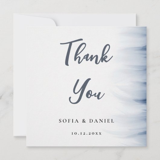 Minimalistische bruiloft bedankkaart met inktaccen (Voorkant)
