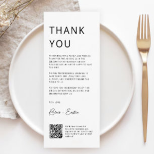 Minimalistische bruiloft bedankkaart met QR-code,
