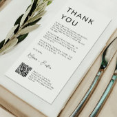 Minimalistische bruiloft bedankkaart met QR-code,