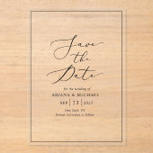 Minimalistische bruiloft bespaart de datumkaart acryl uitnodigingen (Voorkant)