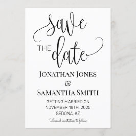 Minimalistische bruiloft Bewaar de datum Eenvoudig Kaart