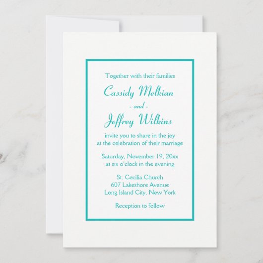 Minimalistische bruiloft blauw modern elegant kaart (Voorkant)