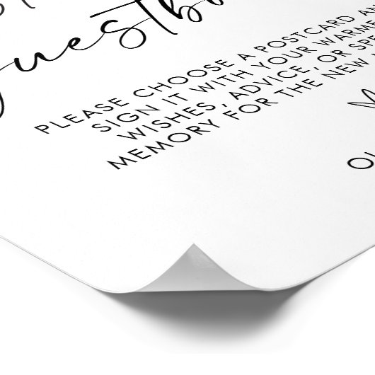 Minimalistische bruiloft Briefkaart Guestbook Sign Poster (Hoek)
