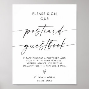Minimalistische bruiloft Briefkaart Guestbook Sign Poster