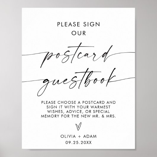 Minimalistische bruiloft Briefkaart Guestbook Sign Poster (Voorkant)
