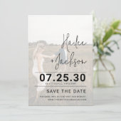 Minimalistische bruiloft Briefpapier met foto over Save The Date (Staand voorkant)