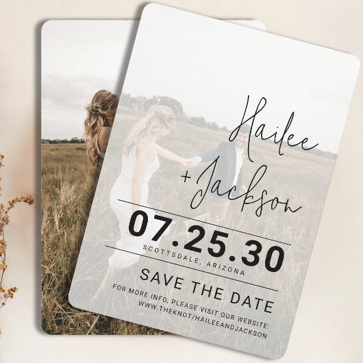 Minimalistische bruiloft Briefpapier met foto over Save The Date