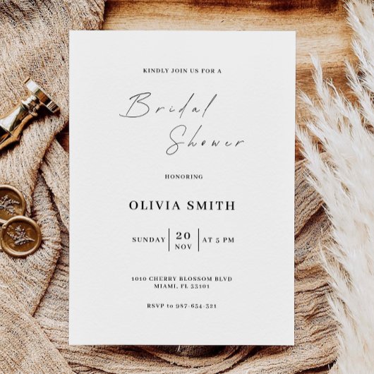 Minimalistische bruiloft bruids douche uitnodiging