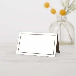 Minimalistische bruiloft Bruin Witte Modern Plaatskaartje