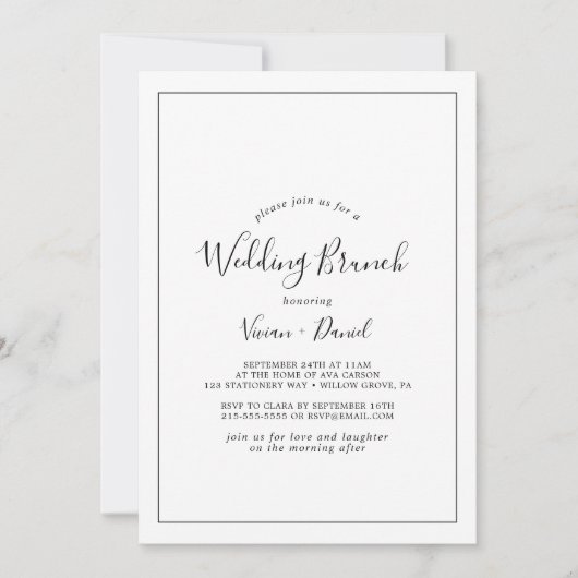 Minimalistische bruiloft Brunch Kaart (Voorkant)