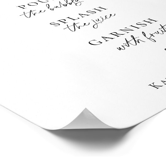 Minimalistische bruiloft bubble bar teken poster (Hoek)