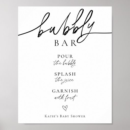 Minimalistische bruiloft bubble bar teken poster (Voorkant)