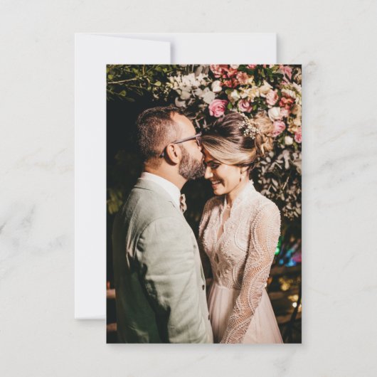 Minimalistische bruiloft dank u aangepaste fotoscr bedankkaart (Achterkant)