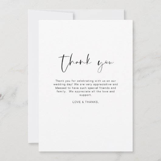 Minimalistische bruiloft Dank u Foto Dank u Kaart (Achterkant)