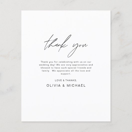 Minimalistische bruiloft dank u foto eenvoudige Ka (Achterkant)