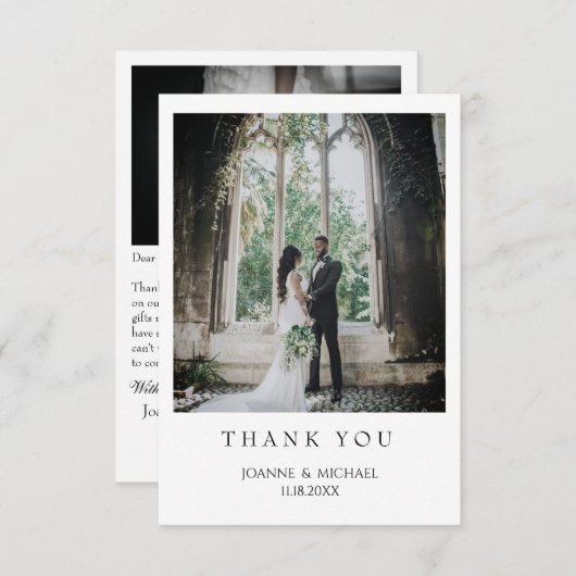 Minimalistische bruiloft Dank u fotokaart – Elegan Bedankkaart (Voorkant / Achterkant)