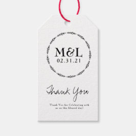 Minimalistische bruiloft Dank u Greenery Wreath Cadeaulabel