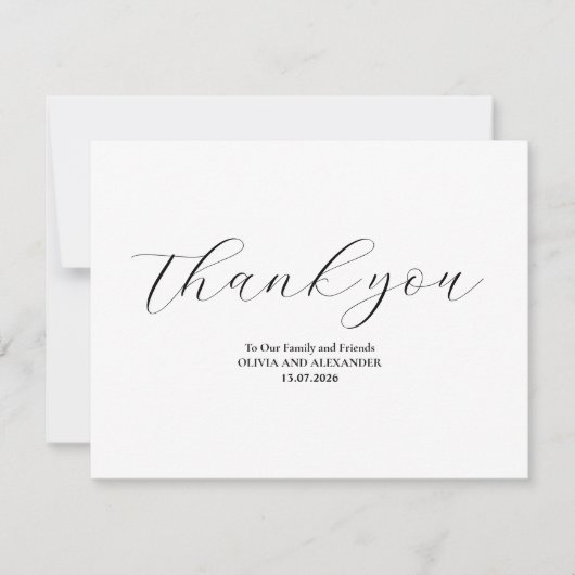 Minimalistische bruiloft dank u kaart (Voorkant)