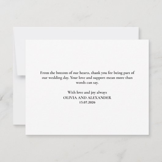 Minimalistische bruiloft dank u kaart (Achterkant)