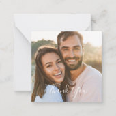 Minimalistische bruiloft dank u kaarten met foto notitiekaartje (Voorkant)